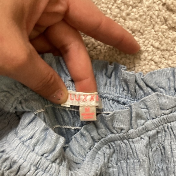 Smocked blue ruffle two piece skirt set - Picture 2 of 2